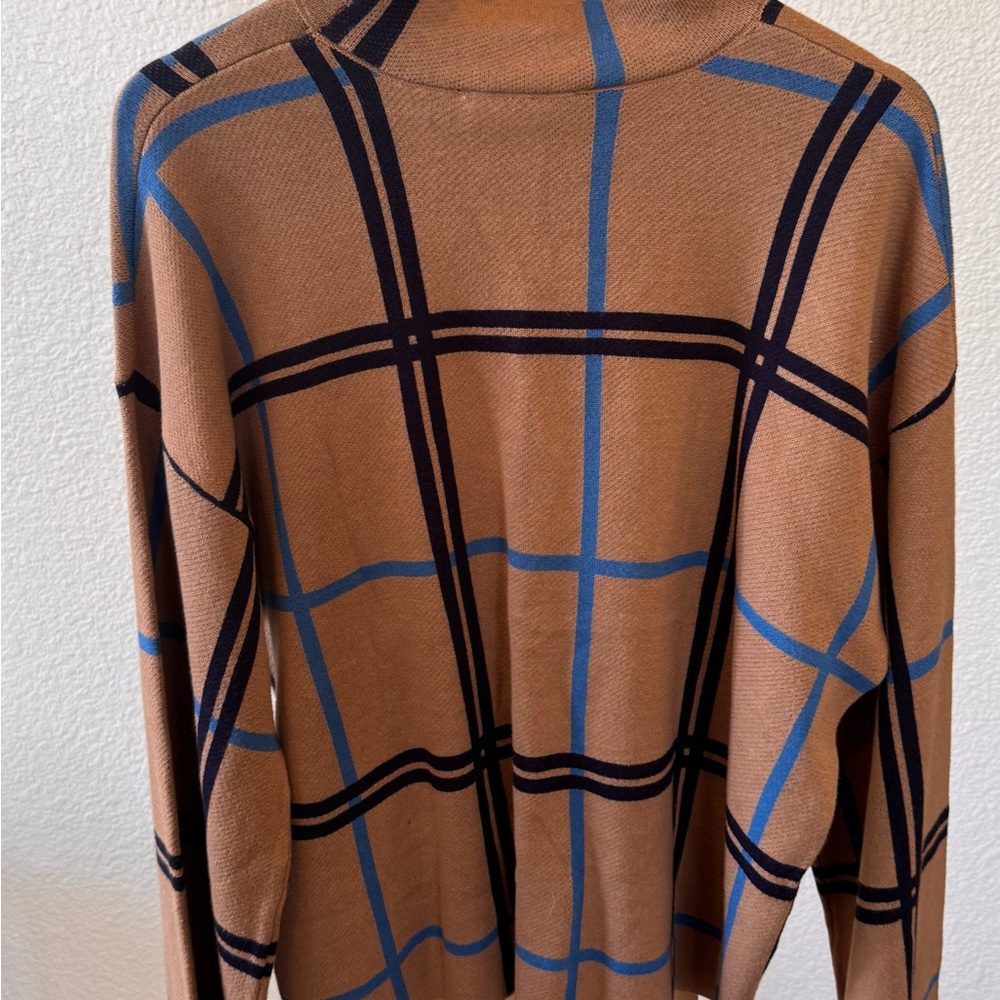 Eloquii Plaid Turtleneck Sweater - Tan and Blue - Picture 4 of 6